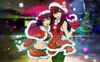 Christmas anime girls, girl, anime, christmas, new year HD wallpaper