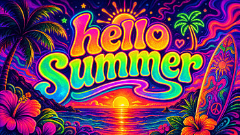 Summer, Beach, Palm Tree, Surfboard HD wallpaper