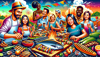 Vibrant Summer Barbecue Party, barbecue, cooking, celebration, food, gathering HD wallpaper