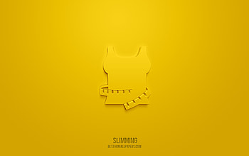 Slimming 3d icon, yellow background, 3d symbols, Slimming, health icons, 3d icons, Slimming sign, health 3d icons HD wallpaper