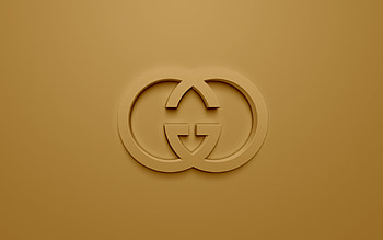 Gold Gucci logo , 3D art, Luxury fashion brand, High quality HD wallpaper