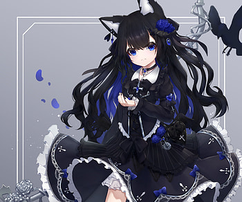 Anime, Girl, Black Hair, Dress HD wallpaper