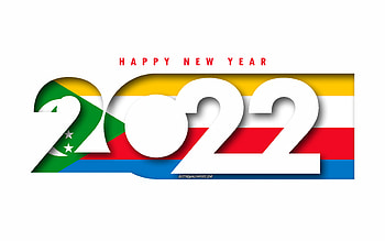 Happy New Year 2022 Comoros, white background, Comoros 2022, Comoros 2022 New Year, 2022 concepts, Dominica, Flag of Comoros HD wallpaper