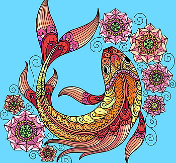 Goldfish, harsh taggar, fish, orange, water, blue, view from the top, summer, fantasy, pesti, flower, lotus, vara HD wallpaper