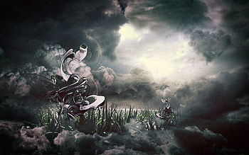 Abstract, Grass, Sky, Clouds, Figure, Imagination, Illusion, Maelstrom, Whirlpool HD wallpaper