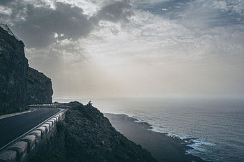 Nature, Sea, Coast, Silhouette, Road, Cliff HD wallpaper
