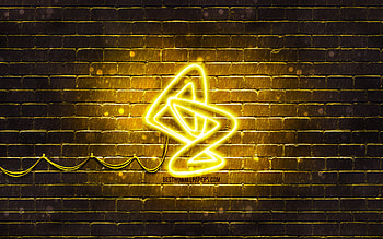 AstraZeneca yellow logo, , yellow brickwall, AstraZeneca logo, Covid-19, Coronavirus, AstraZeneca neon logo, Covid vaccine, AstraZeneca HD wallpaper