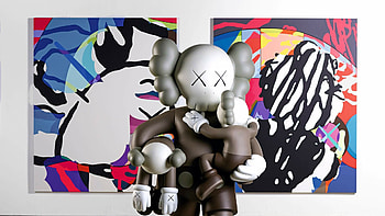 Pop culture sculptures, NGV showcase, Iconic artist KAWS, Concrete playground art HD wallpaper