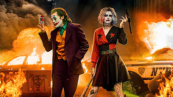 Joker And Harley At Crime Scene , joker, harley-quinn, superheroes, cosplay, artist, artwork, digital-art HD wallpaper