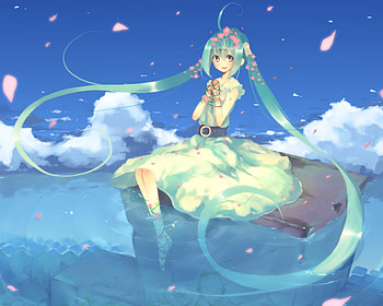 hatsune miku, cute, miku, blue hair, vocaloid HD wallpaper