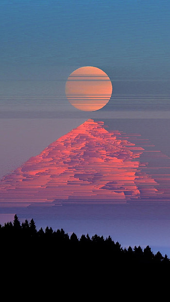 Mountain forests, Glitch art sun, Sony Xperia X HD phone wallpaper