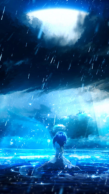 Midnight Anime Rain — Blue , Anime, rain, Rain Anime HD phone wallpaper