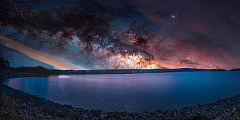 Colorful Sky Stars Landscape Sea, sea, landscape, stars, colorful HD wallpaper