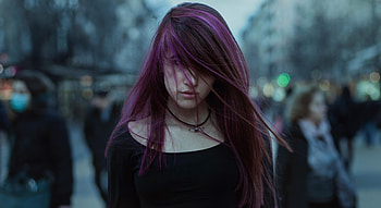 Purple Hairs Girl, purple, girls, hairs HD wallpaper
