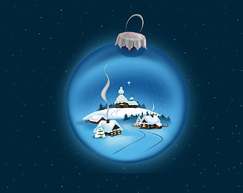 Christmas Ball, snow, ball, cabins, stars, church HD wallpaper