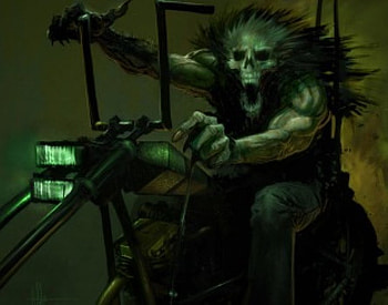 Reaper Horror, green, horror, bike, motor cycle, rider, reaper HD wallpaper