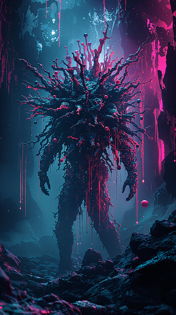 Neon Viral Colossus | Virus Titan - | Abyssal Virus, alien, monster HD phone wallpaper