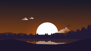 Blissfull sunset, silhouette, minimal, art HD wallpaper