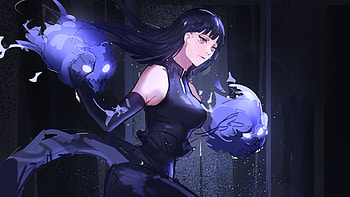 Blue Eyes Hinata Hyuga Dark Background Naruto HD wallpaper