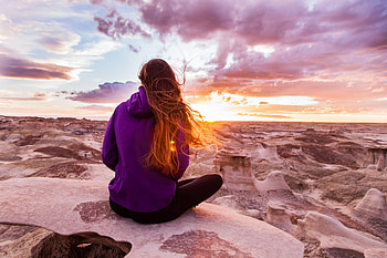 Woman In Hoodie Sitting On Rock Watching Nature, rocks, girls, woman, hoodie, rock HD wallpaper