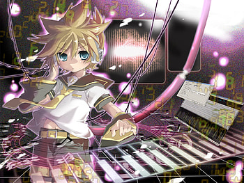 Bring it on, Len !!, kagamine, keyboard, heads, anime, boy, len, cyber, game HD wallpaper