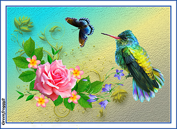 FLOWERS, BIRD AND BUTTERFLY, ART, FLOWERS, BIRD, ABSTRACT HD wallpaper