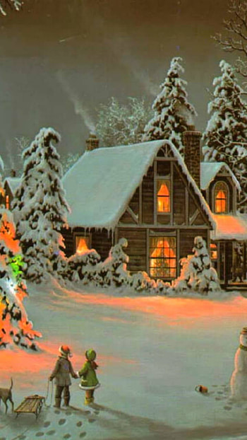 Winter Dream, snow, child, house, artistic, winter HD phone wallpaper