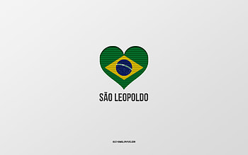 I Love Sao Leopoldo, Brazilian cities, Day of Sao Leopoldo, gray background, Sao Leopoldo, Brazil, Brazilian flag heart, favorite cities, Love Sao Leopoldo HD wallpaper