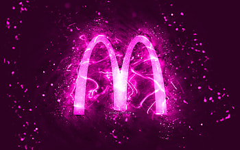 McDonalds purple logo, , purple neon lights, creative, purple abstract background, McDonalds logo, brands, McDonalds HD wallpaper