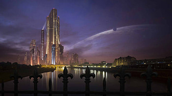 Night_, buildings, sky, water, light HD wallpaper