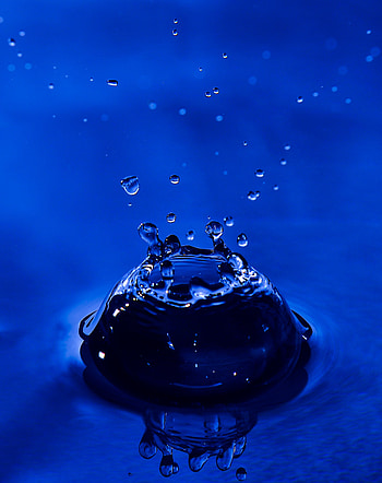 Drops, splash, blue water, close up HD phone wallpaper