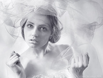 PORTRAIT, graphy, face, veil, bw, beauty HD wallpaper