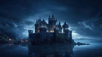 Blue castle, blue, castle HD wallpaper