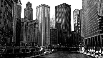 Chicago skyline, Cityscape , Monochrome, Urban view HD wallpaper