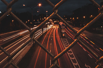 Cities, Night, Road, Grid, Fence HD wallpaper