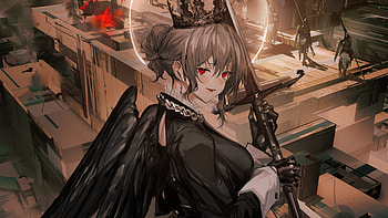 Gothic Anime, Dark angel, Gothic anime girl, Red eyes HD wallpaper