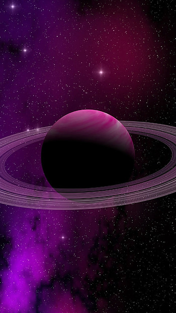 Space Planet Saturn Star Art Illustration Purple HD phone wallpaper