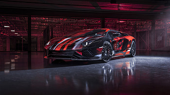 2021 Lamborghini Aventador S, sportcar, black-red HD wallpaper