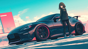 Racing Girl Cyberpunk Vibes, anime-girl, car, cyberpunk, artist, artwork, art, digital-art, ai, deviantart HD wallpaper