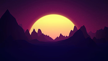 Retro Sunrise Mountains , retrowave, synthwave, mountains, artist, artwork, digital-art, minimalism, minimalist HD wallpaper