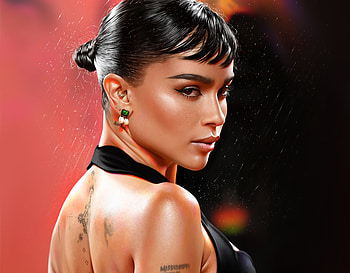 Zoe Kravitz, fantasy, art, portrait, tattoo, face, yasar vurdem, girl, actress HD wallpaper