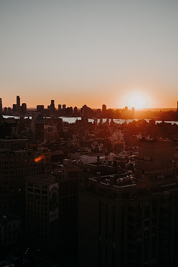 Cities, Sunset, Sun, City, Building, View From Above HD phone wallpaper
