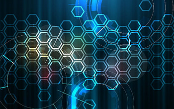 Blue hexagon , High-resolution , Geometric design, Modern background HD wallpaper