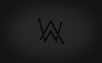 Alan Walker carbon logo, , Alan Olav Walker, grunge art, carbon background, creative, Alan Walker black logo, Norwegian DJs, Alan Walker logo, Alan Walker HD wallpaper