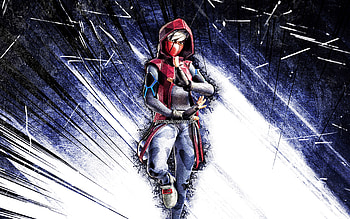 Facet, grunge art, Fortnite Battle Royale, Fortnite characters, blue abstract rays, Facet Skin, Fortnite, Facet Fortnite HD wallpaper