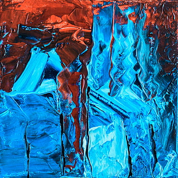 Dynamic abstract artwork with bold red and blue brush strokes. HD phone wallpaper