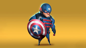 Captain America Minimal Cartoon Art , captain-america, superheroes, artist, artwork, digital-art, minimalism, minimalist HD wallpaper