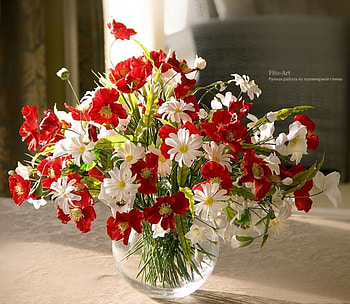 Bouquet of flowers, Flowers, White, Vase, Red HD wallpaper