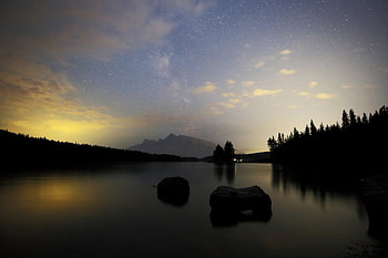 Cloudy Mountains Night , clouds, mountains, nature, night HD wallpaper