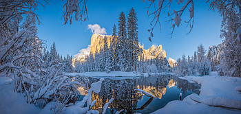 Winter’s Reflection: Nature Serenity, reflection, nature, winter HD wallpaper